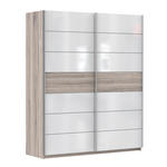 SCHWEBETÜRENSCHRANK 2-türig Eichefarben, Weiß Hochglanz  - Weiß Hochglanz/Eichefarben, Basics, Holzwerkstoff/Metall (170,3/209,7/61,2cm) - Carryhome