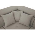 ECKSOFA inkl. Funktionen Ecru Webstoff  - Ecru/Silberfarben, Design, Textil/Metall (226/257cm) - Xora