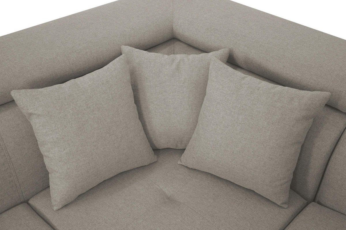 ECKSOFA in Webstoff Ecru  - Ecru/Silberfarben, Design, Textil/Metall (226/257cm) - Xora