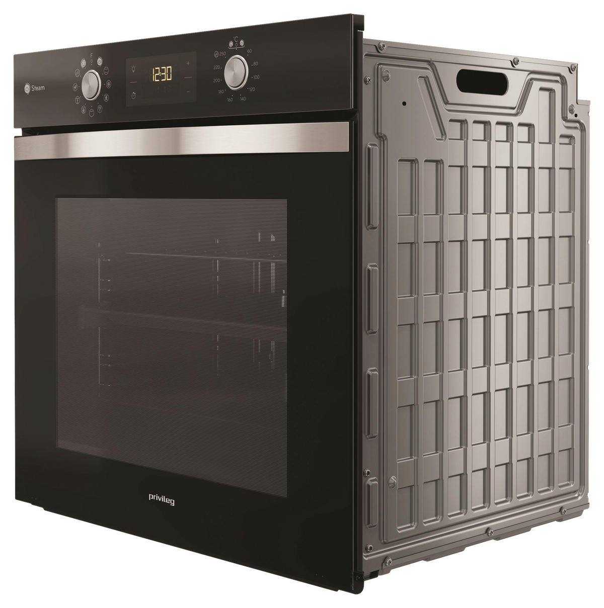 EINBAUBACKOFEN PBWK3JH8SBLG  - Edelstahlfarben/Schwarz, Basics, Glas/Metall (59,5/59,5/54.9cm) - Privileg
