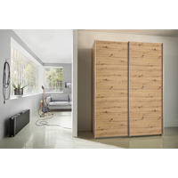 SCHWEBETÜRENSCHRANK 136/197/61 cm 2-türig Eiche Artisan  - Alufarben/Eiche Artisan, MODERN, Holzwerkstoff/Metall (136/197/61cm) - Rauch Möbel