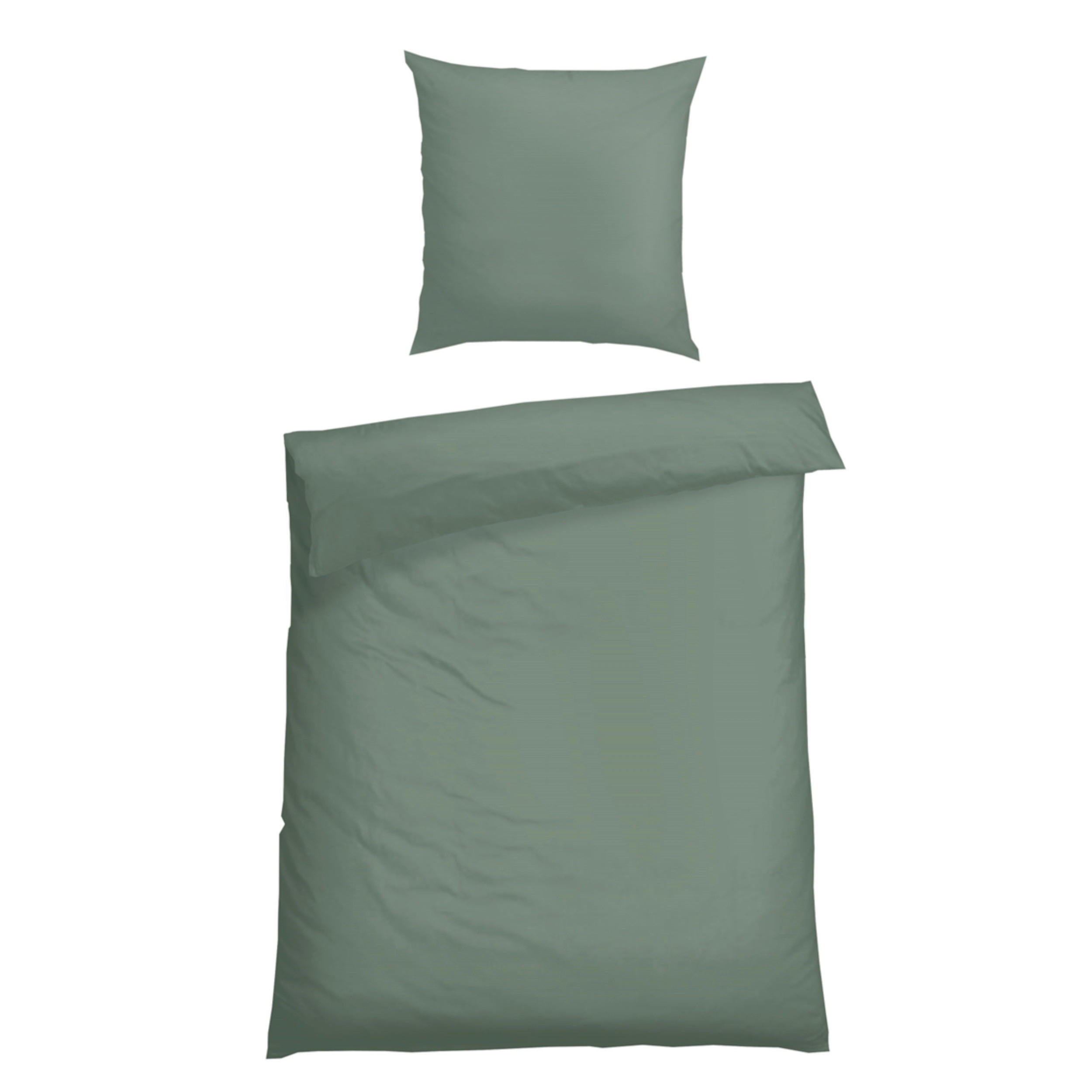 BETTWÄSCHE 2-teilig ELLA Satin 135/200 cm  - Dunkelgrün, Basics, Textil (135/200cm)