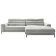 ECKSOFA Badia in Cord Hellgrau  296/207 cm  - Hellgrau/Schwarz, Design, Textil/Metall (296/207cm) - Dieter Knoll