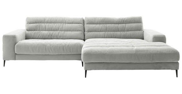 ECKSOFA Badia in Cord Hellgrau  296/207 cm  - Hellgrau/Schwarz, Design, Textil/Metall (296/207cm) - Dieter Knoll