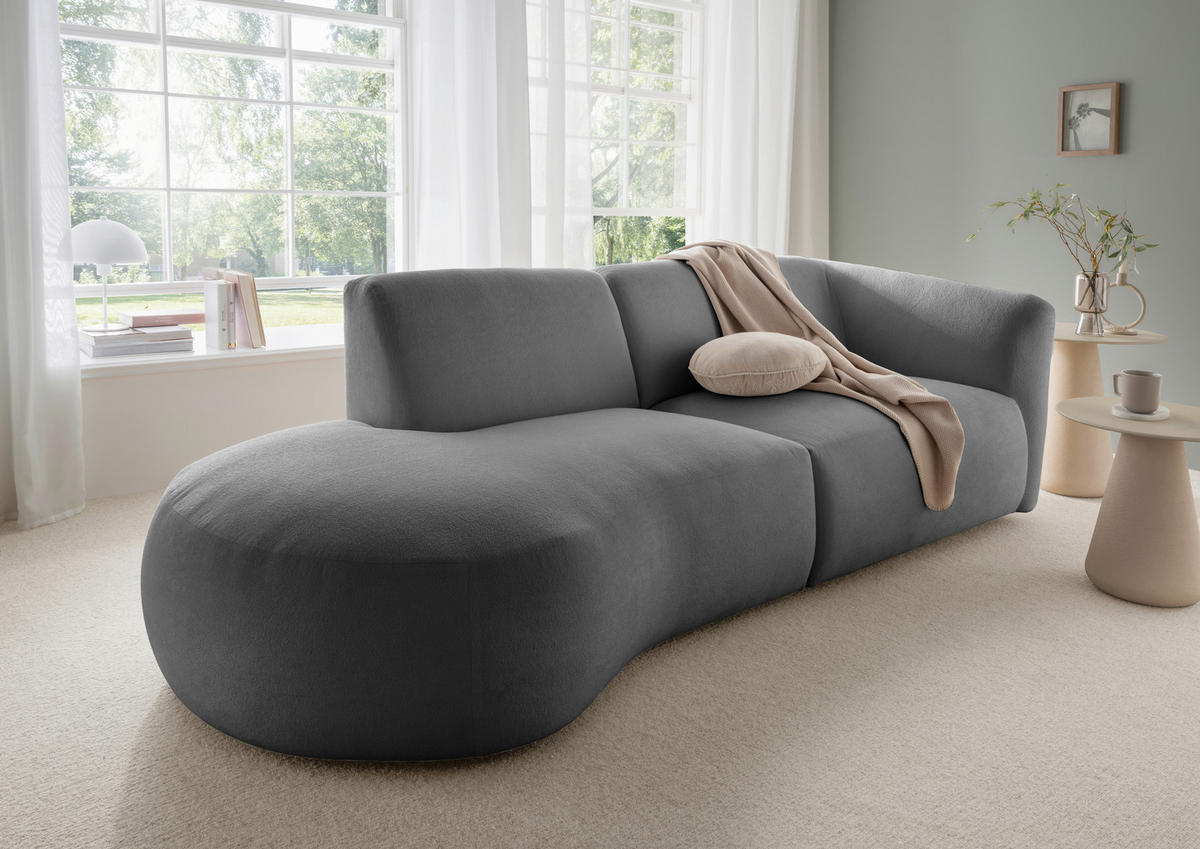 ECKSOFA in Mikrofaser Anthrazit  - Anthrazit/Schwarz, Modern, Kunststoff/Textil (238/107cm) - Livetastic