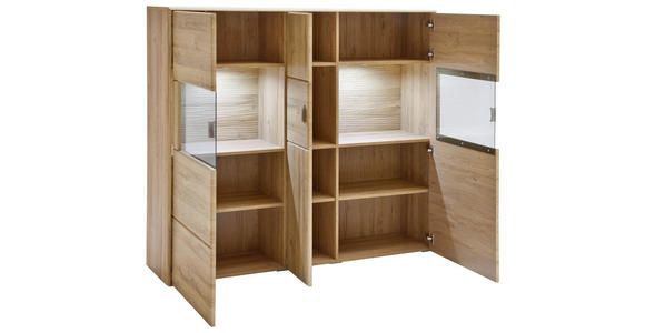HIGHBOARD 154/139/39 cm - Eichefarben/Grau, KONVENTIONELL, Glas/Holzwerkstoff (154/139/39cm) - Cantus