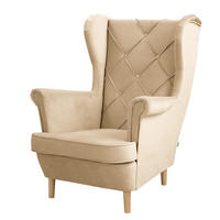 OHRENSESSEL in Samt Beige  - Beige, Design, Holz/Textil (84/105/90cm) - P & B