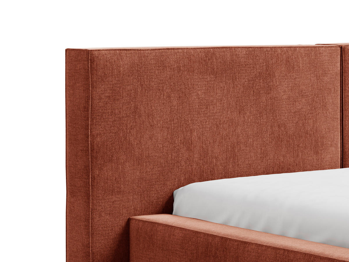 POLSTERBETT 140/200 cm,  in Terracotta, Bettkasten,  - Terracotta/Schwarz, MODERN, Holz (140/200cm) - MID.YOU