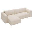 ECKSOFA in Cord Creme  - Creme/Schwarz, MODERN, Kunststoff/Textil (150/245cm) - Carryhome