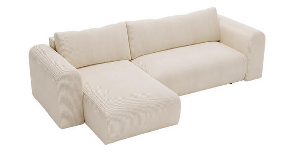 ECKSOFA Creme Cord  - Creme/Schwarz, MODERN, Kunststoff/Textil (150/245cm) - Carryhome