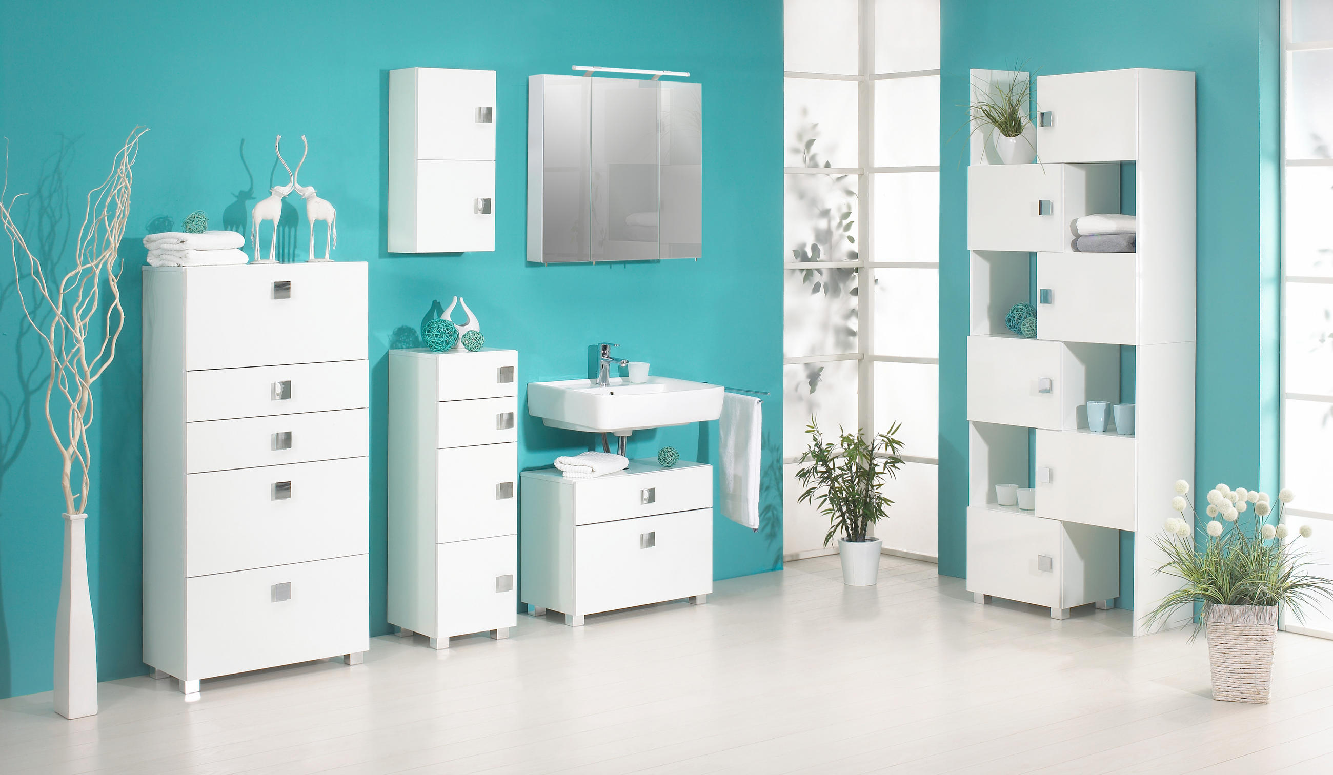 WASCHBECKENUNTERSCHRANK 65,0/53,0/34,5 cm  - Chromfarben/Weiß, MODERN, Holzwerkstoff/Metall (65,0/53,0/34,5cm) - MID.YOU