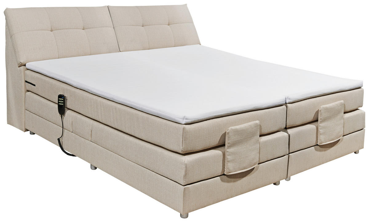 BOXSPRINGBETT 180/200 cm  in Creme  - Silberfarben/Creme, Design, Kunststoff/Textil (180/200cm) - Esposa