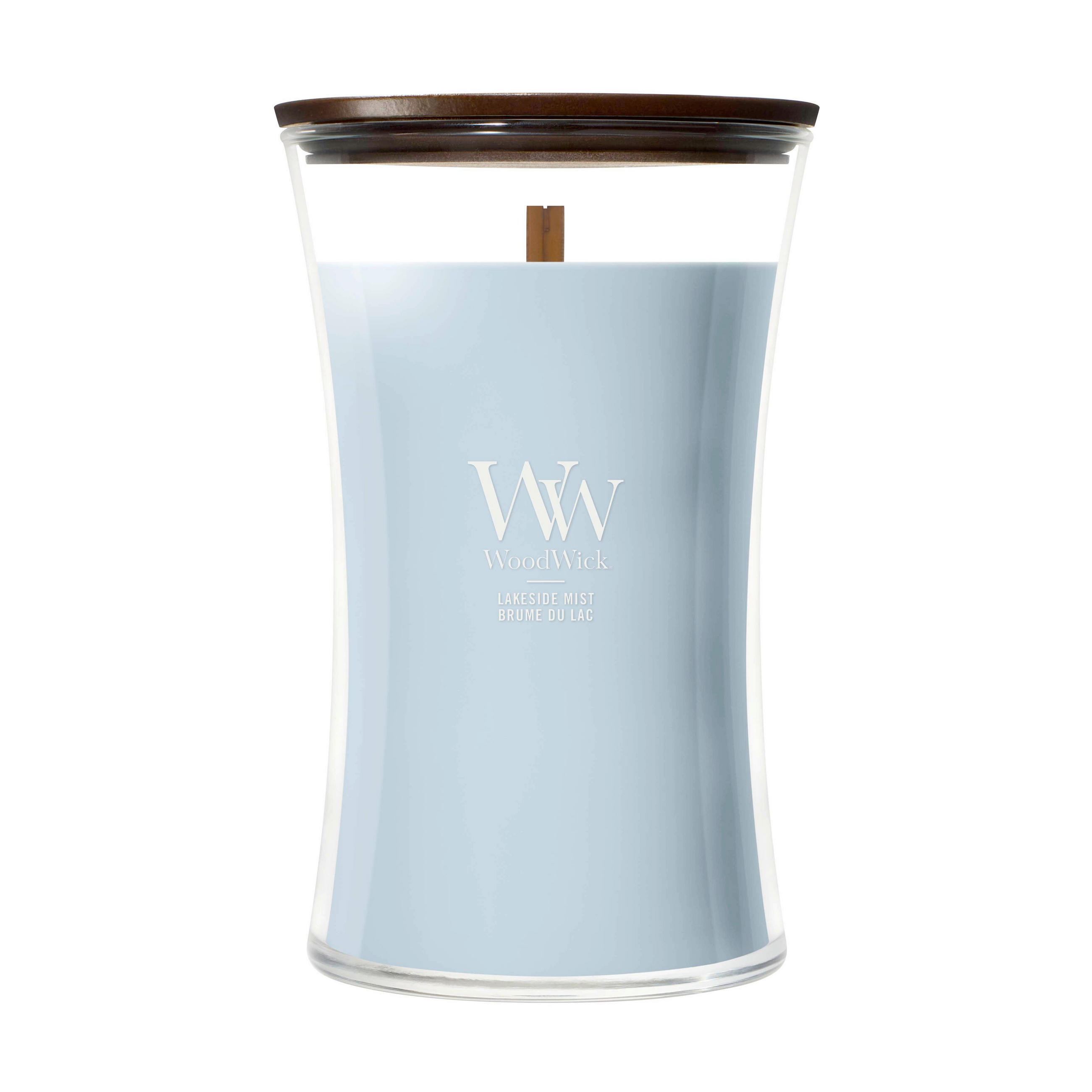 MIRISNA SVEĆA  svetloplava  - svetloplava, Osnovno, staklo/drvo (10/18/10cm) - WoodWick