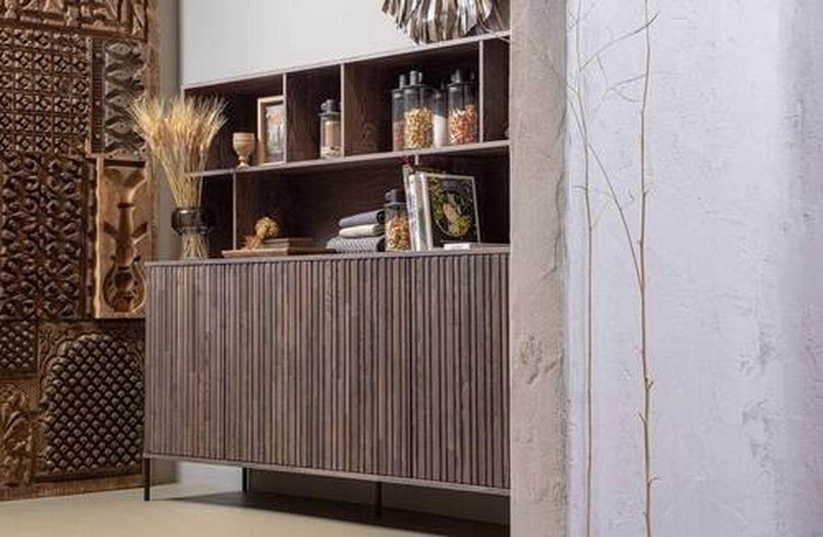 BUFFET 200/150/44 cm  in Schwarz, Dunkelbraun  - Dunkelbraun/Schwarz, Design, Holz/Holzwerkstoff (200/150/44cm) - Ambia Home