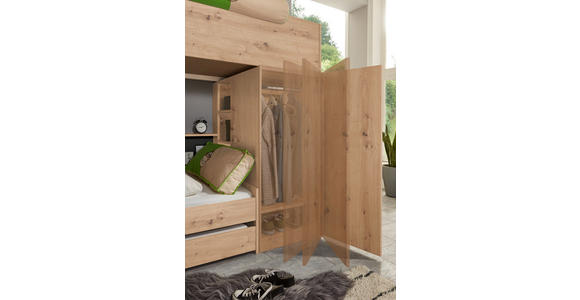 ETAGENBETT 90/200 cm Eiche Artisan  - Eiche Artisan, Design, Holzwerkstoff (90/200cm) - Xora