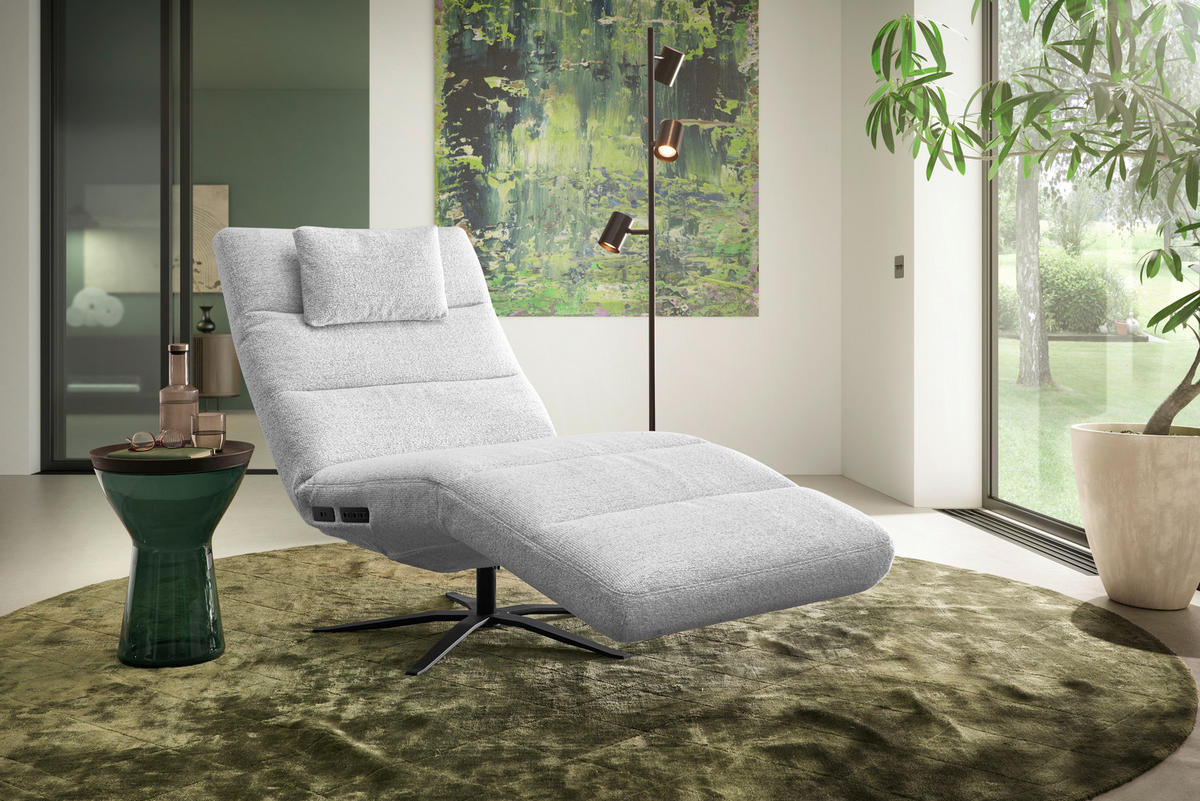 RELAXLIEGE in Flachgewebe Hellgrau  - Hellgrau/Schwarz, MODERN, Textil/Metall (82/53-115/156-206cm) - Pure Home Comfort