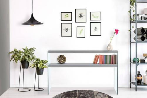 SIDOBORD i glas, trämaterial 32/110/75 cm  - klar/grå, Basics, trämaterial/glas (32/110/75cm) - Kayoom
