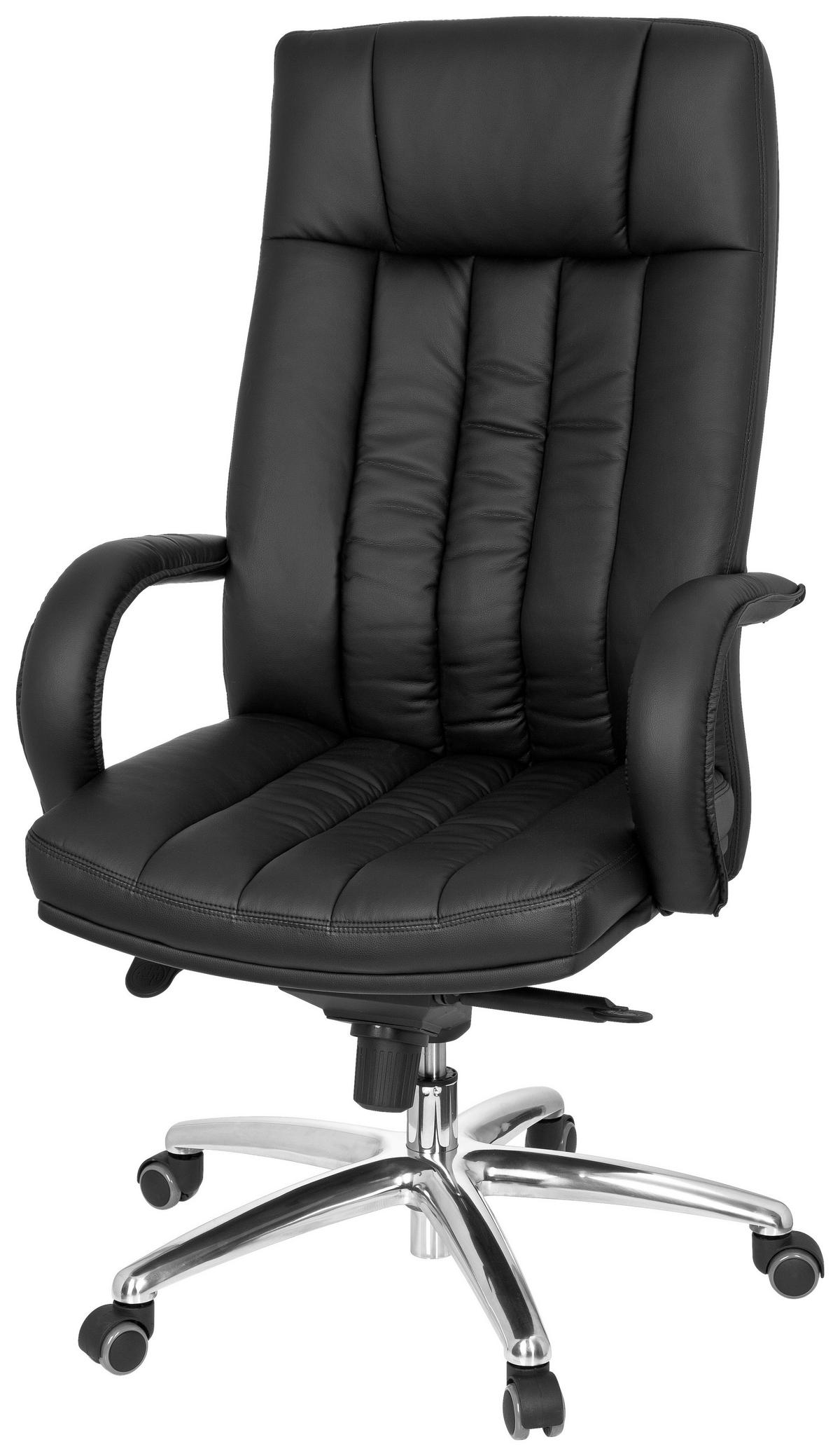 CHEFSESSEL Lederlook Schwarz  - Silberfarben/Schwarz, Basics, Kunststoff/Textil (62/129/50cm) - MID.YOU