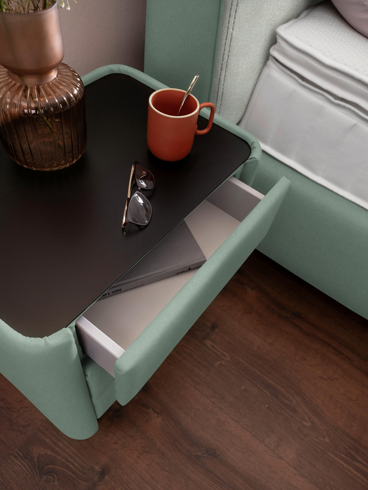 BOXSPRINGBETT 180/200 cm  in Hellgrau, Salbeigrün  - Salbeigrün/Hellgrau, Design, Textil/Metall (180/200cm) - Johann Jakob