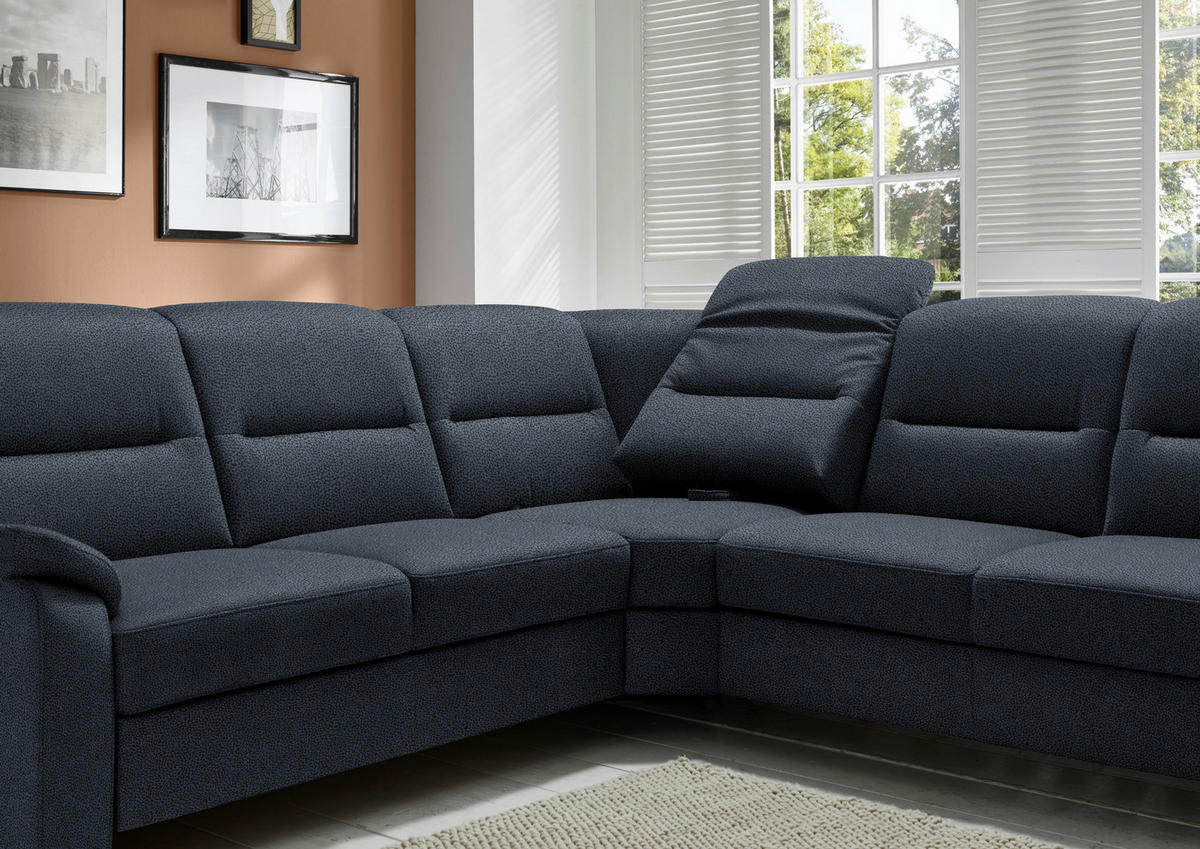 ECKSOFA in Mikrofaser Blau  - Blau/Schwarz, Konventionell, Holz/Textil (245/303cm) - Beldomo Comfort