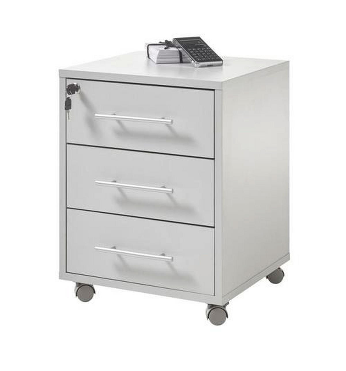 POJÍZDNÝ KONTEJNER, 43/56/42 cm - barvy stříbra/světle šedá, Basics, kompozitní dřevo/plast (43/56/42cm) - Xora