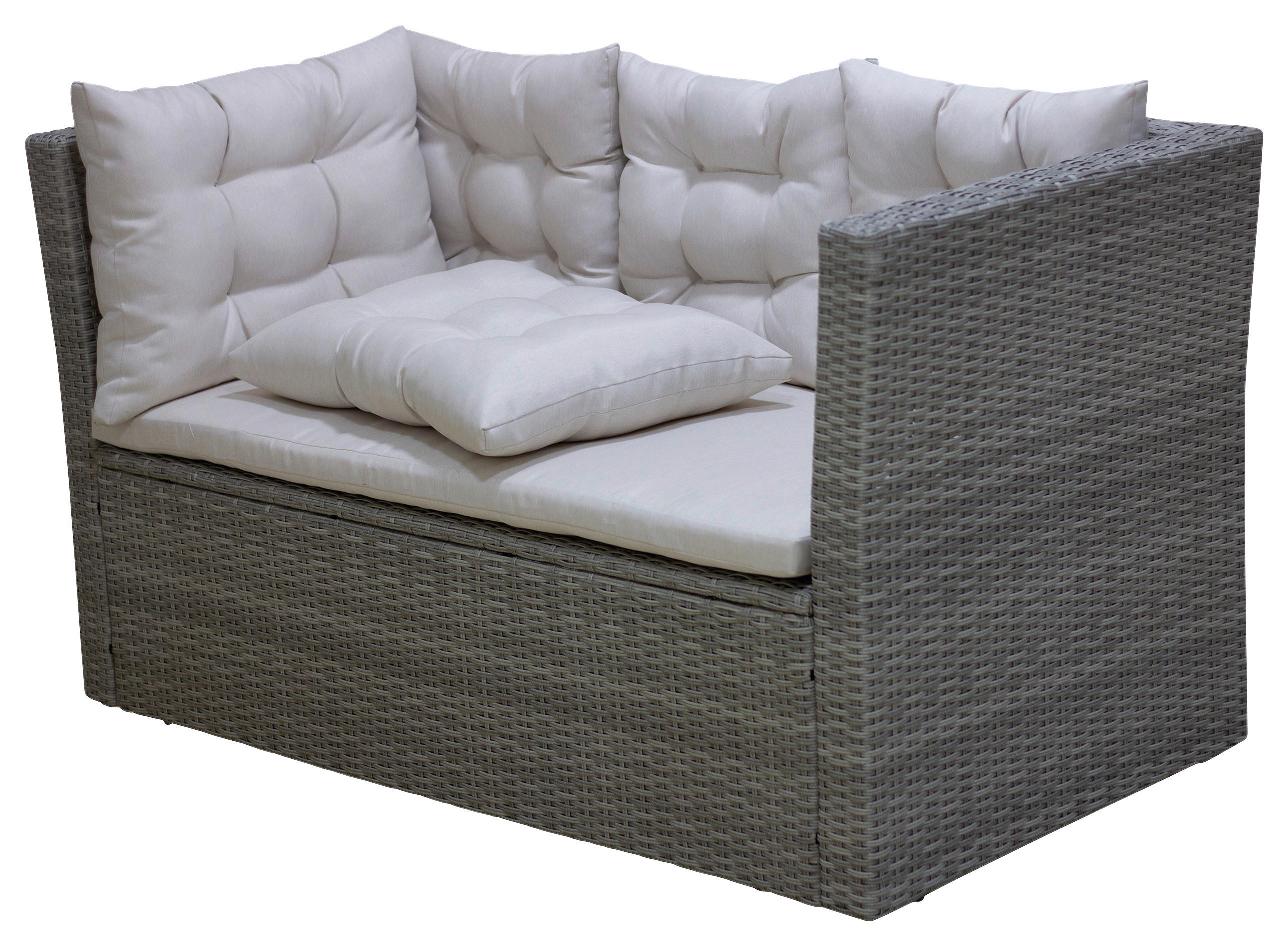 GARTENBANK 160/80/85 cm  in Grau, Beige  - Beige/Schwarz, MODERN, Kunststoff/Textil (160/80/85cm) - Ambia Garden