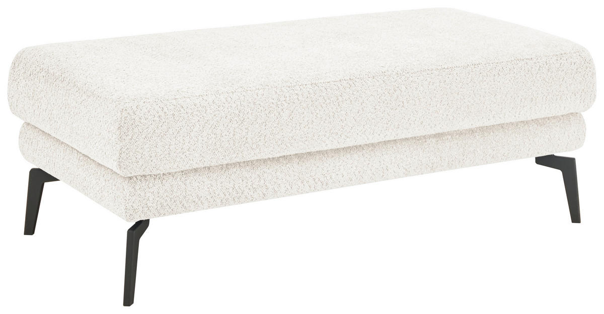 HOCKER Chenille Weiß  - Schwarz/Weiß, KONVENTIONELL, Textil/Metall (130/44/68cm) - SetOne by Musterring