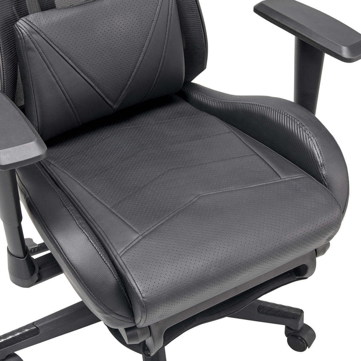 GAMINGSTUHL  in Lederlook, Netzbespannung Schwarz  - Schwarz, Lifestyle, Holz/Kunststoff (70/122-130/61.5cm) - MID.YOU