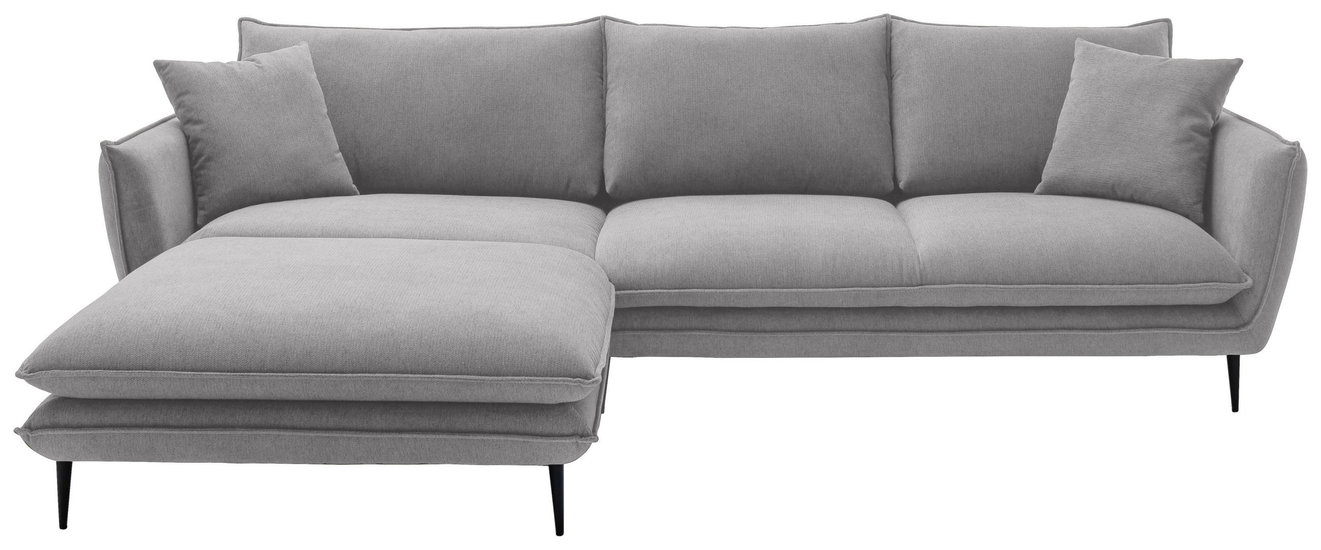 ECKSOFA Grau Webstoff  - Schwarz/Grau, KONVENTIONELL, Textil/Metall (196/304cm) - Hom`in