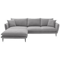 ECKSOFA Grau Webstoff  - Schwarz/Grau, KONVENTIONELL, Textil/Metall (196/304cm) - Hom`in