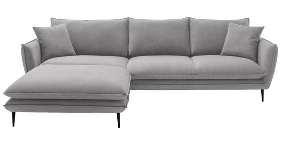 ECKSOFA  in Webstoff Grau  196/304 cm  - Schwarz/Grau, KONVENTIONELL, Textil/Metall (196/304cm) - Hom`in