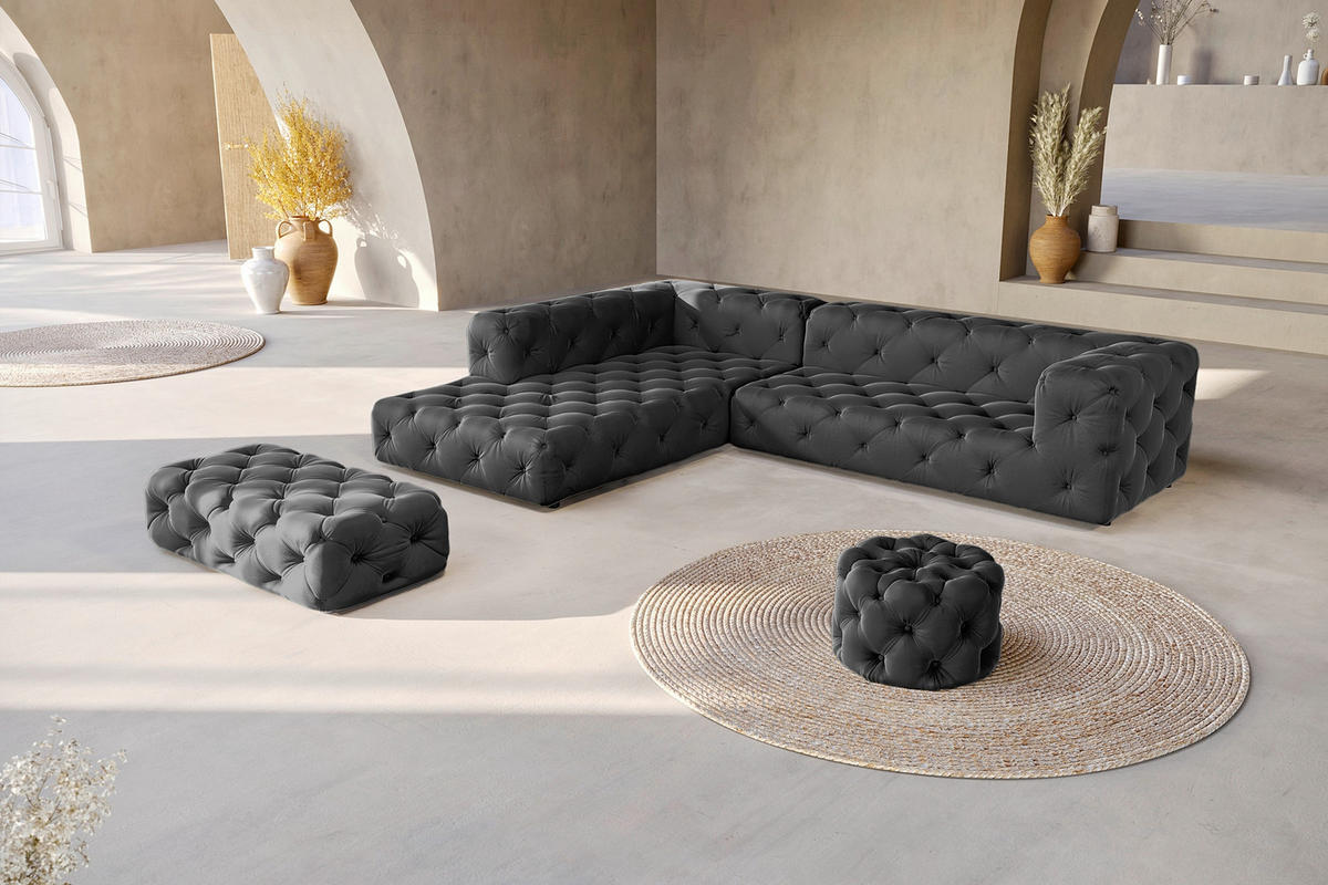 HOCKER in Textil Schwarz  - Schwarz, Design, Kunststoff/Textil (60/39/60cm) - P & B