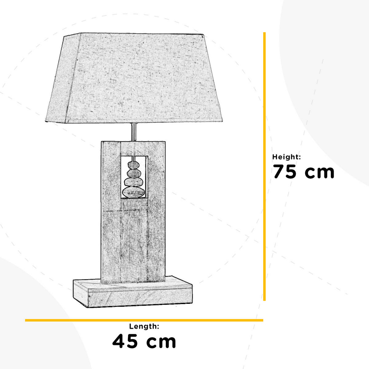 TISCHLEUCHTE 45/23/75 cm   - Beige, Natur, Holz/Textil (45/23/75cm)