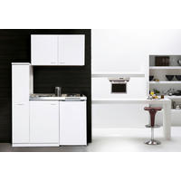 MINIKÜCHE 130 cm   in Weiss  - Weiss/Edelstahlfarben, Modern, Holzwerkstoff/Kunststoff (130cm) - Respekta
