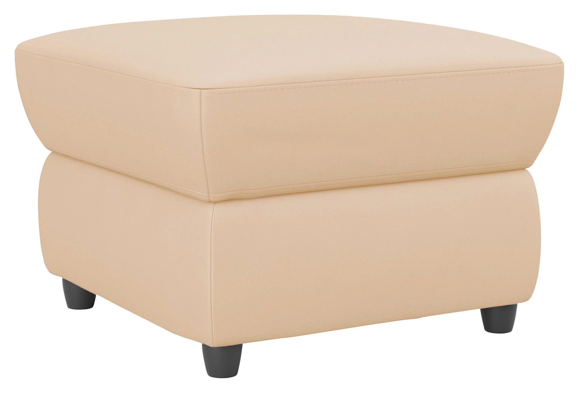 HOCKER Lederlook Beige - Beige/Schwarz, KONVENTIONELL, Kunststoff/Textil (68/45/68cm) - Livetastic
