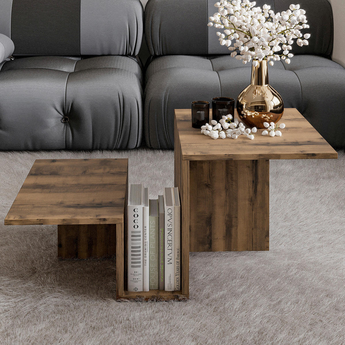 COUCHTISCH Relinda Couchtisch 90/45/50 cm Nussbaumfarben  - Nussbaumfarben, Design, Holzwerkstoff (90/45/50cm) - Livetastic