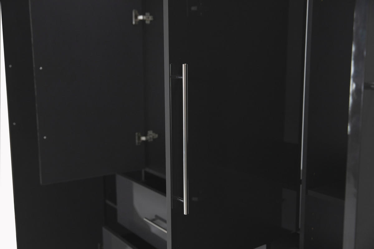 KLEIDERSCHRANK 294/219/59 cm 6-türig Anthrazit, Anthrazit Hochglanz  - Anthrazit/Anthrazit Hochglanz, KONVENTIONELL, Holzwerkstoff/Metall (294/219/59cm) - Carryhome