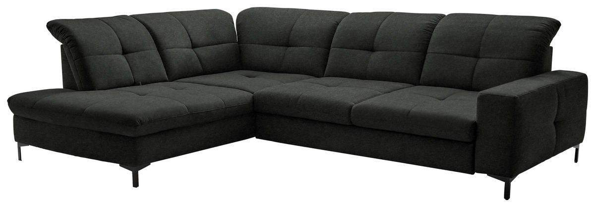 ECKSOFA in Chenille Anthrazit  - Anthrazit/Schwarz, Design, Textil/Metall (240/308cm) - Xora