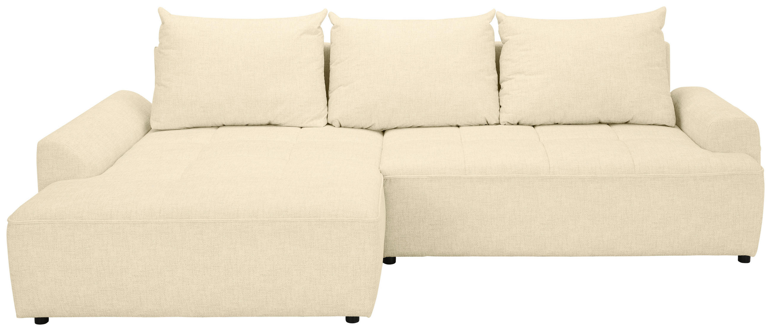 ECKSOFA Creme Mikrofaser  - Creme/Schwarz, KONVENTIONELL, Kunststoff/Textil (169/295cm) - Carryhome