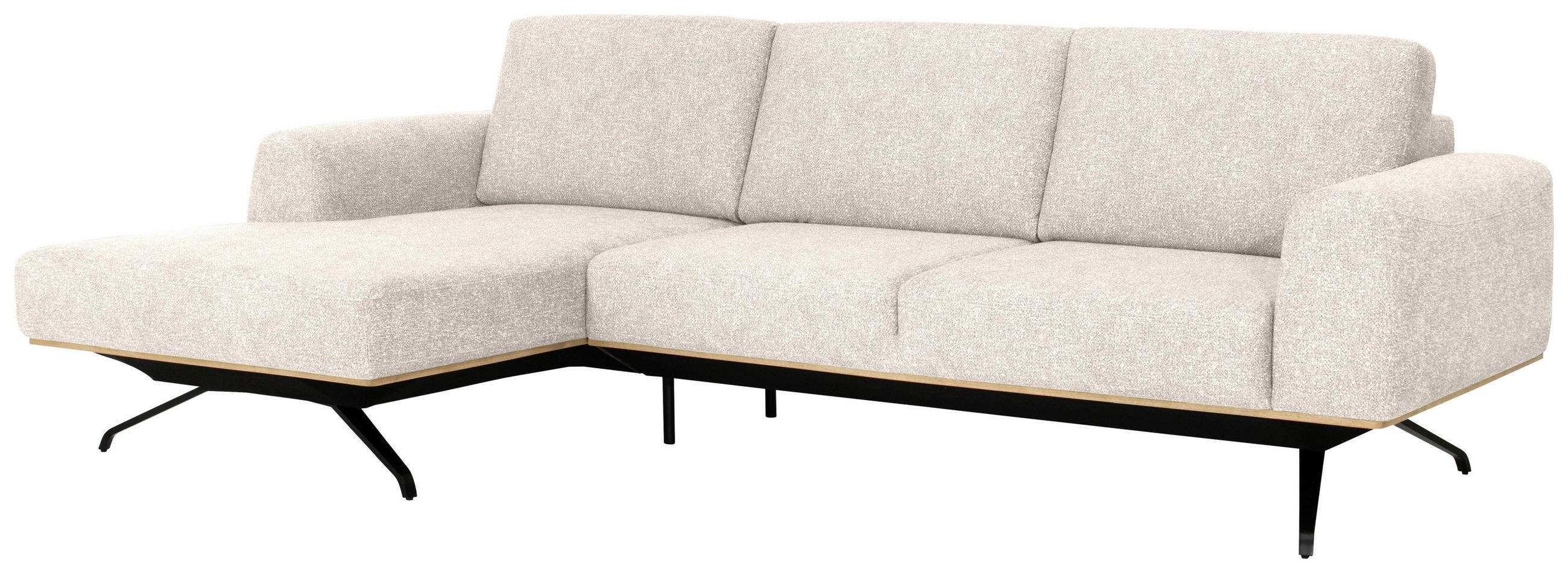 ECKSOFA Beige Struktur  - Beige/Schwarz, Design, Textil/Metall (157/262cm) - Novel
