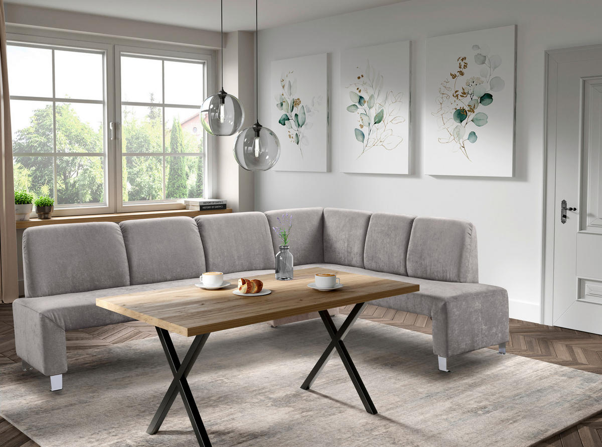 KLUPA KUTNA  cappuccino  drvo, tekstil, drvni materijal      - srebrne boje/cappuccino, Moderno, drvni materijal/drvo (263/198cm) - Livetastic