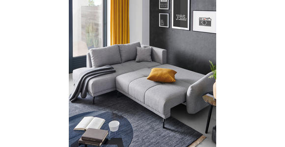 ECKSOFA in Samt Dunkelgrau  - Dunkelgrau/Schwarz, LIFESTYLE, Textil/Metall (191/250cm) - Carryhome