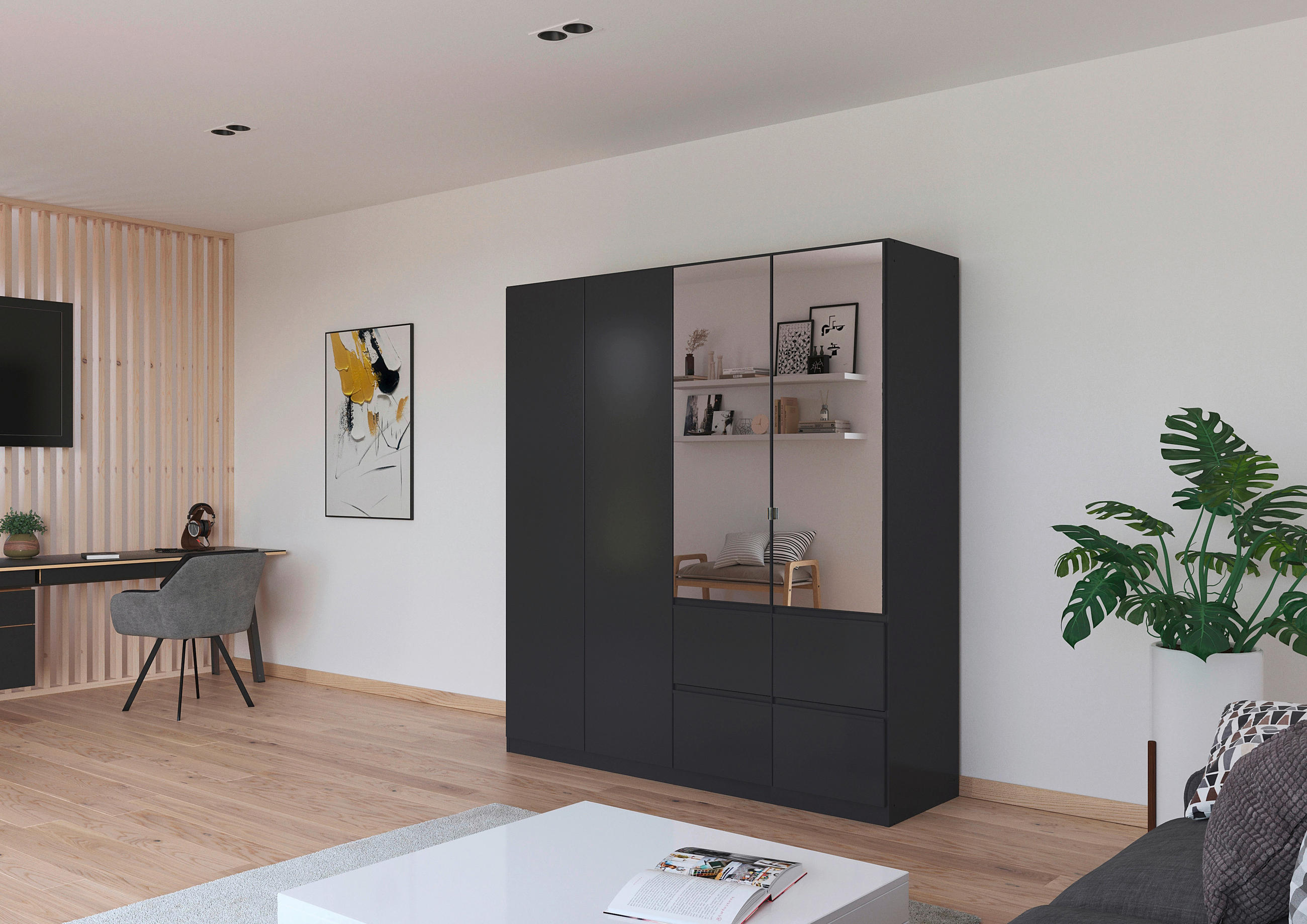 KLEIDERSCHRANK in Grau  - Silberfarben/Grau, Trend, Holzwerkstoff/Kunststoff (181/197/54cm) - Xora