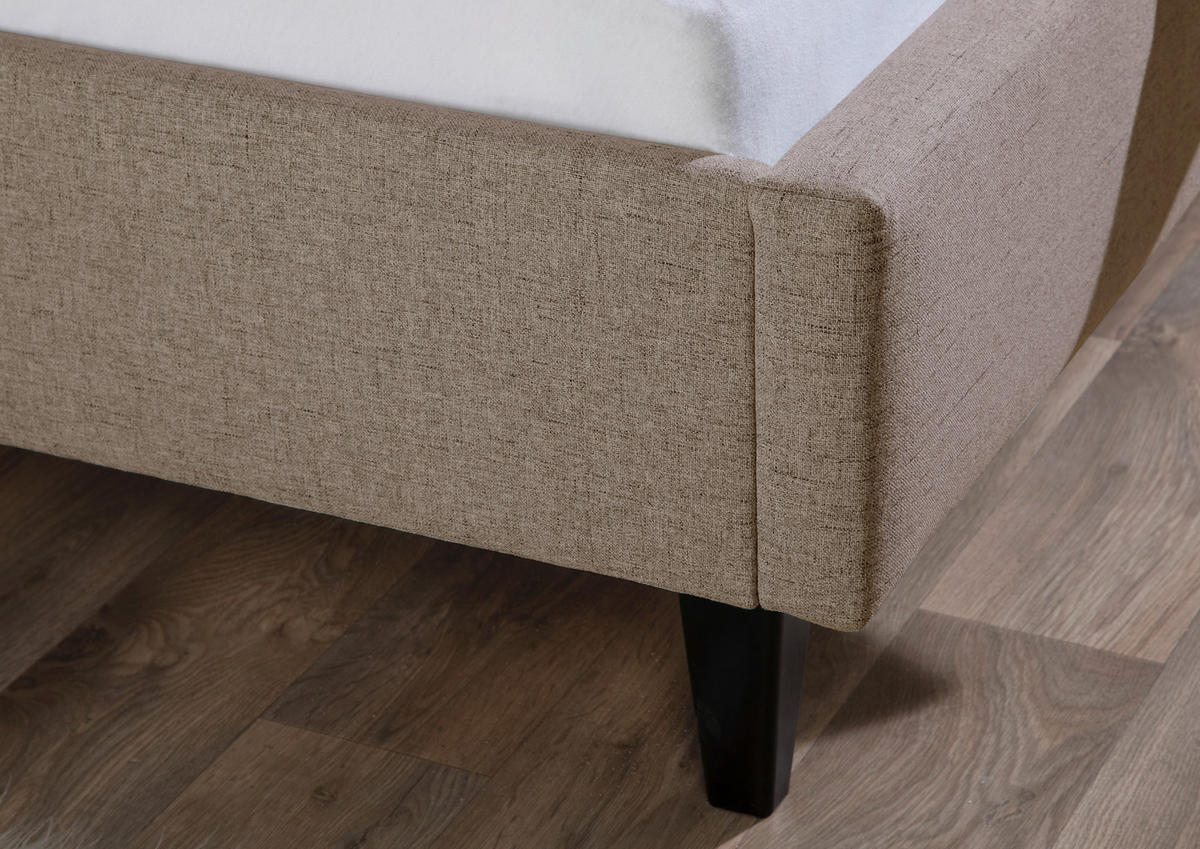 POLSTERBETT 140/200 cm,  in Hellbraun,  - Hellbraun/Schwarz, MODERN, Holz/Textil (140/200cm) - Livetastic