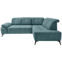 ECKSOFA in Cord Petrol  - Petrol/Schwarz, Modern, Textil/Metall (272/200cm) - Livetastic