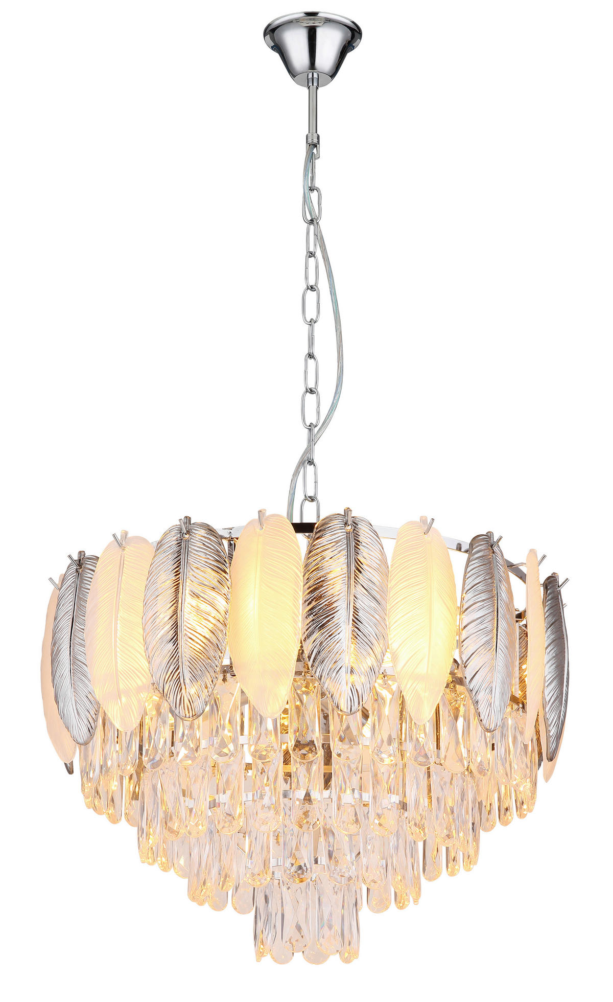 KRONLEUCHTER 52/139 cm   - Klar/Chromfarben, KONVENTIONELL, Kunststoff/Metall (52/139cm) - Globo