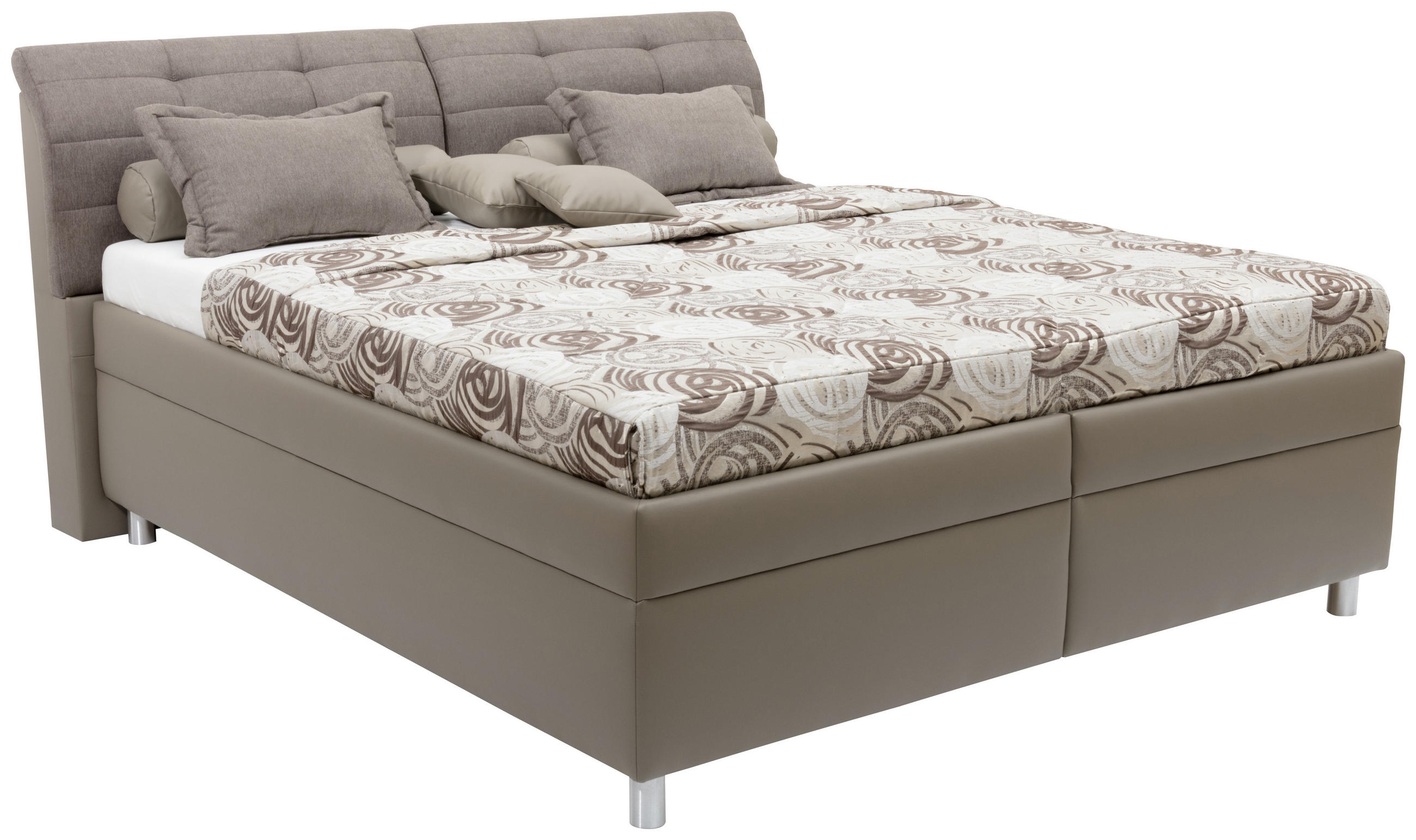 POLSTERBETT Matratze, gepolstertes Kopfteil, Lattenrost Braun 180/200 cm  - Alufarben/Braun, KONVENTIONELL, Textil (180/200cm) - Esposa