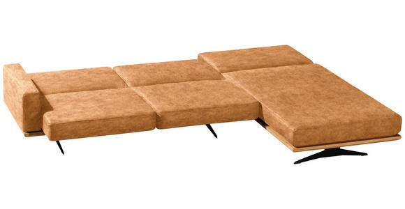 ECKSOFA in Flachgewebe Gelb  - Gelb/Schwarz, Natur, Holz/Textil (326/170cm) - Valnatura