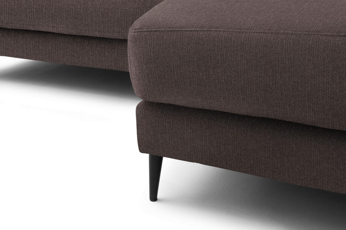 ECKSOFA in Flachgewebe Hellbraun  253/177 cm  - Hellbraun/Schwarz, Design, Textil/Metall (253/177cm) - Dieter Knoll