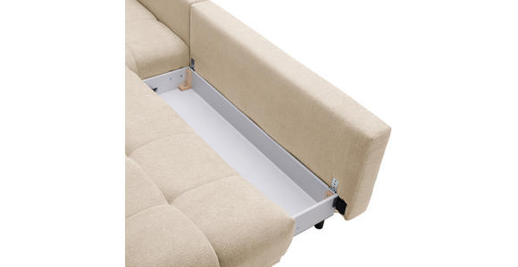 ECKSOFA in Chenille Creme  - Creme/Schwarz, MODERN, Textil/Metall (182/290cm) - Hom`in